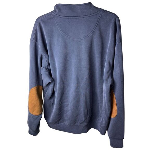 Orvis Mens 1/4 Zip Pullover Leather Elbow Patches XL Blue Long Sleeve - Picture 2 of 6